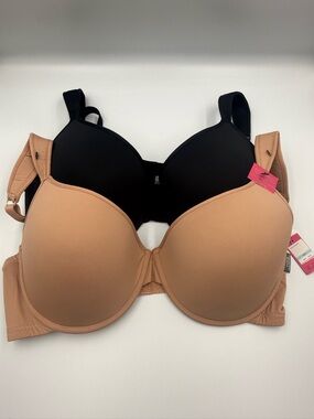 Vince Camuto Black & Nude Molded T-Shirt Bras - Pack of 2
